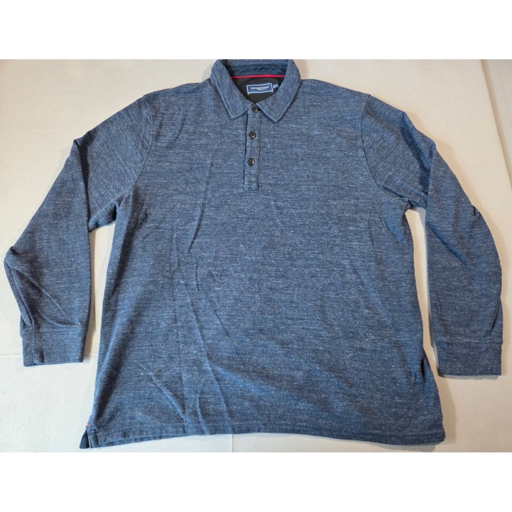 Vineyard Vines Shirt Mens Extra Large Heather Blue Stretch Soft Long Sleeve Polo